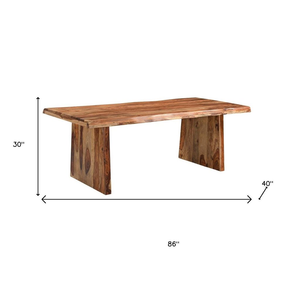 Nine Piece Brown Solid Wood Dining Set with Eight Chairs and One Bench