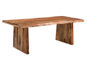 Nine Piece Brown Solid Wood Dining Set with Eight Chairs and One Bench