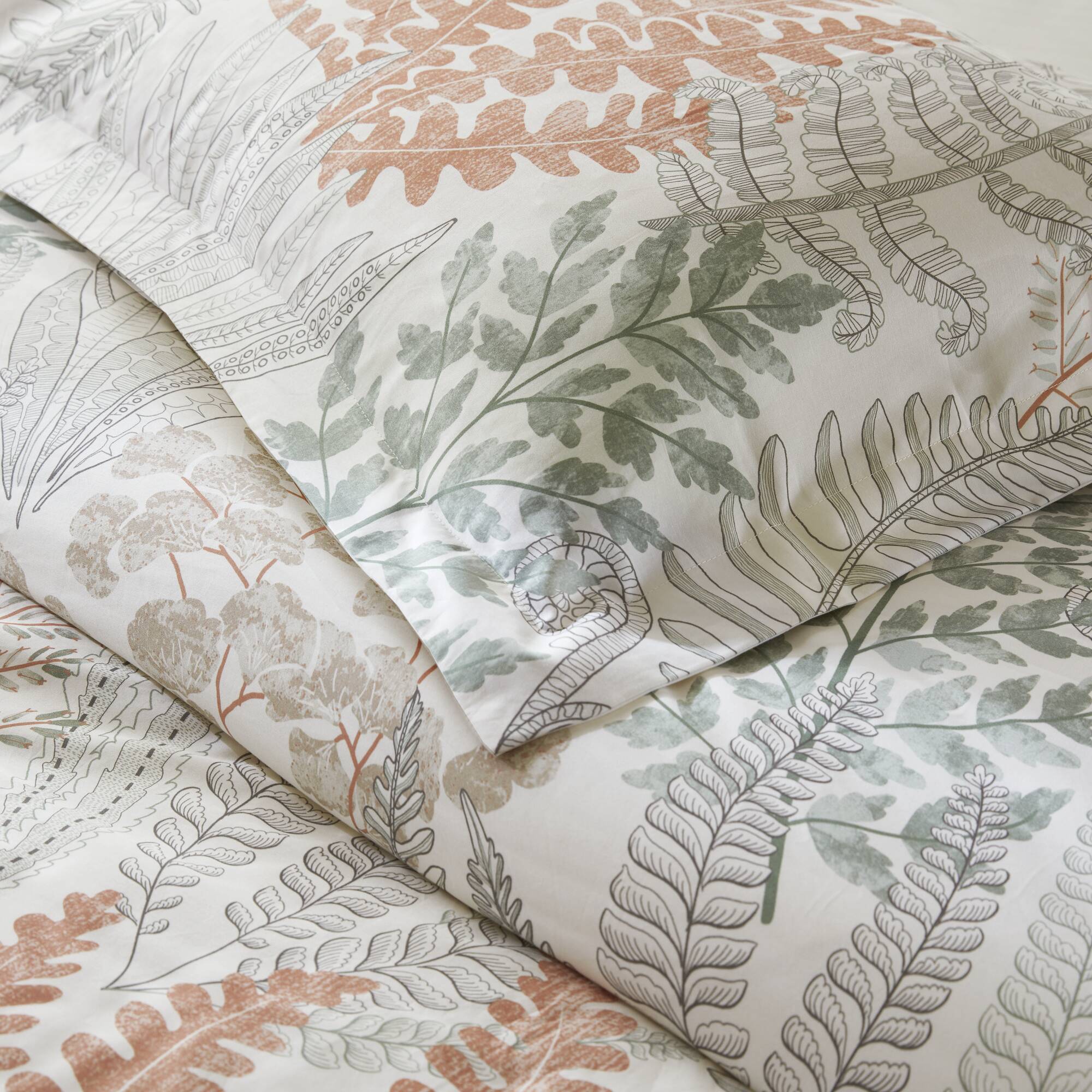 Fashion - Full/Queen 100% Sateen Duvet Cover Set - Terracotta/Linen