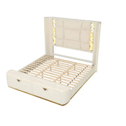 La Pierre - King Bed With Storage Drawers And LED Headboard - Beige