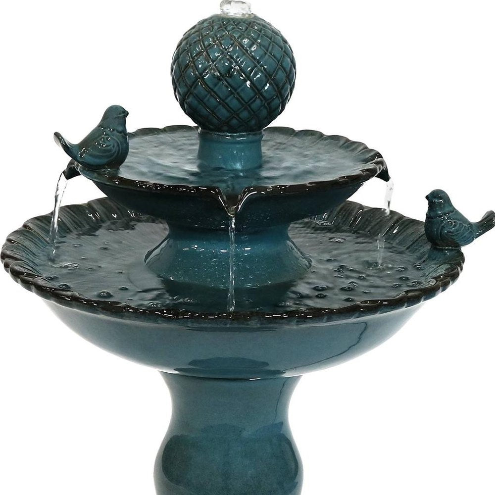 27" Teal Blue Ceramic Birds Garden Hanging Wall or Door Decor