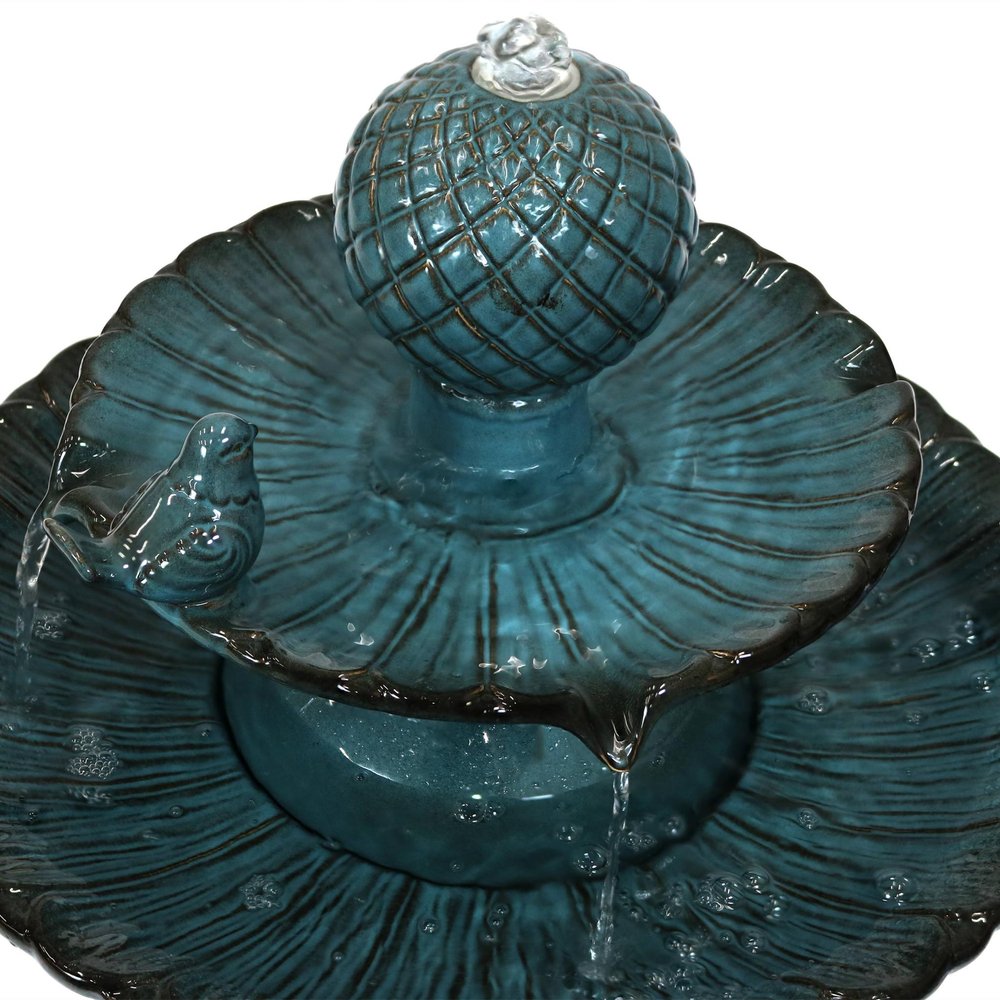 27" Teal Blue Ceramic Birds Garden Hanging Wall or Door Decor