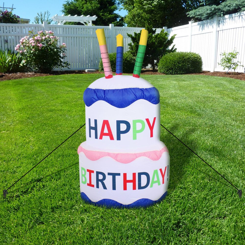 49" White Polyester Birthday LED lights Garden Hanging Wall or Door Decor