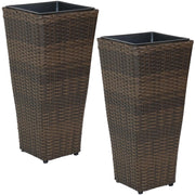 Set of Two 11" X 11" Brown Heavy Duty Plastic Square Pot Planter