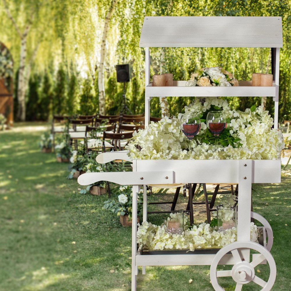 49" White Solid Wood Garden Hanging Wall or Door Decor
