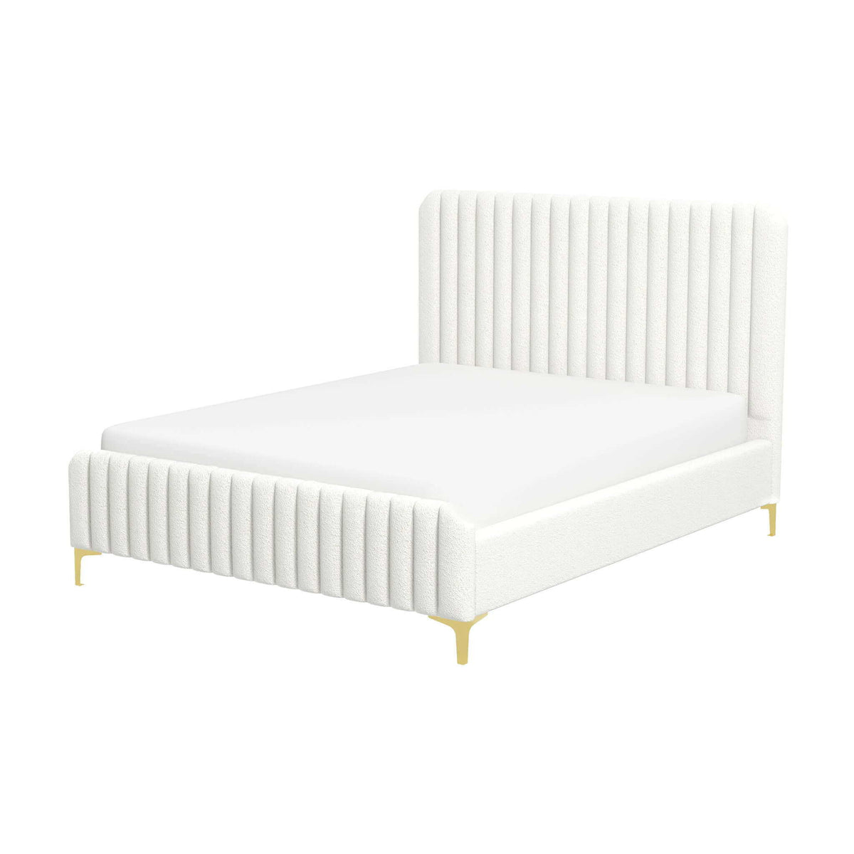 Valery - Queen Size Platform Bed - Cream