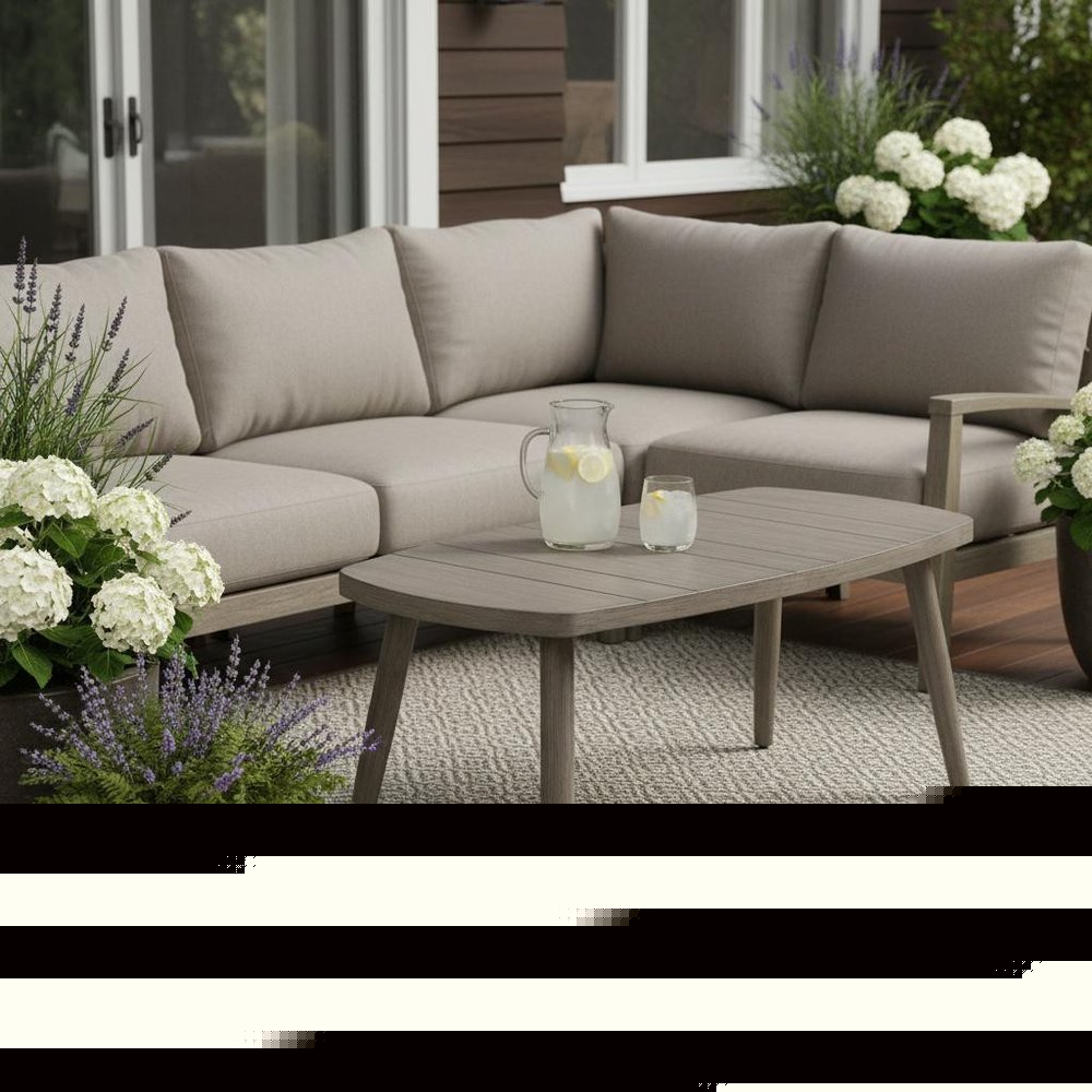 43" Brown Aluminum Outdoor Coffee Table