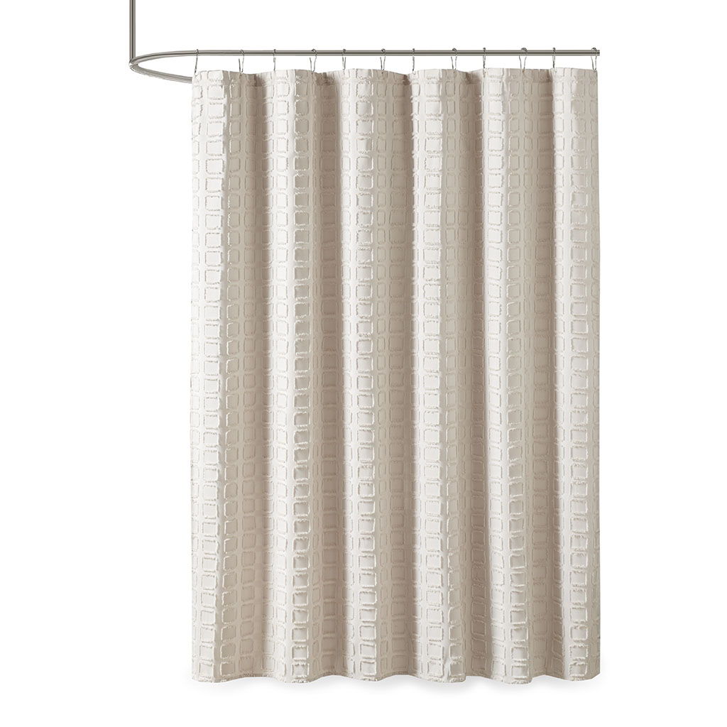 Metro - Woven Clipped Solid Shower Curtain - Sand