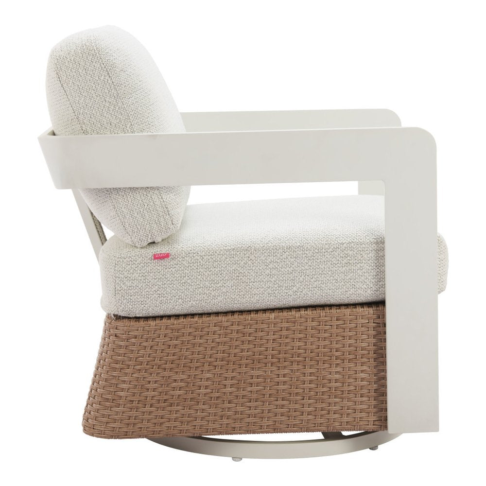 26" White Upholstered Swivel Arm Chair