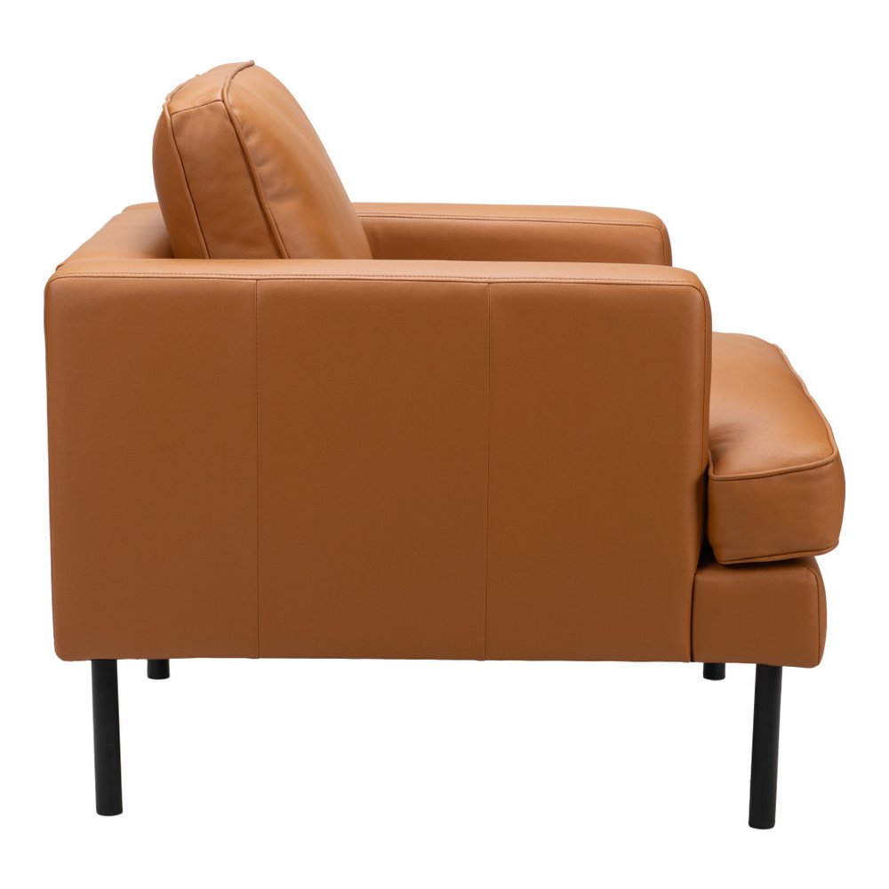 33" Brown And Black Faux Leather Upholstered Arm Chair