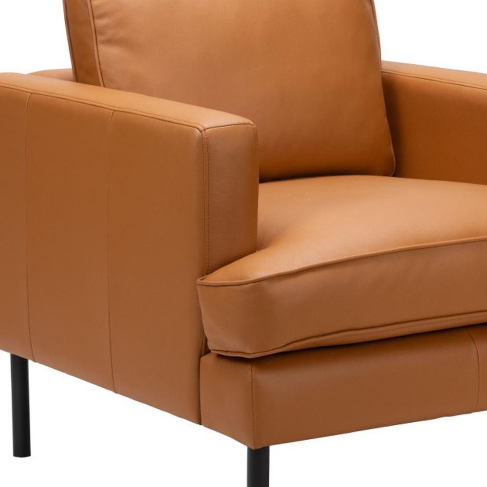 33" Brown And Black Faux Leather Upholstered Arm Chair