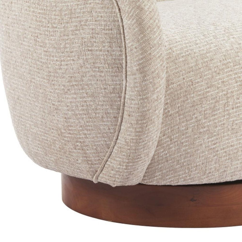 36" Beige Upholstered Swivel Arm Chair