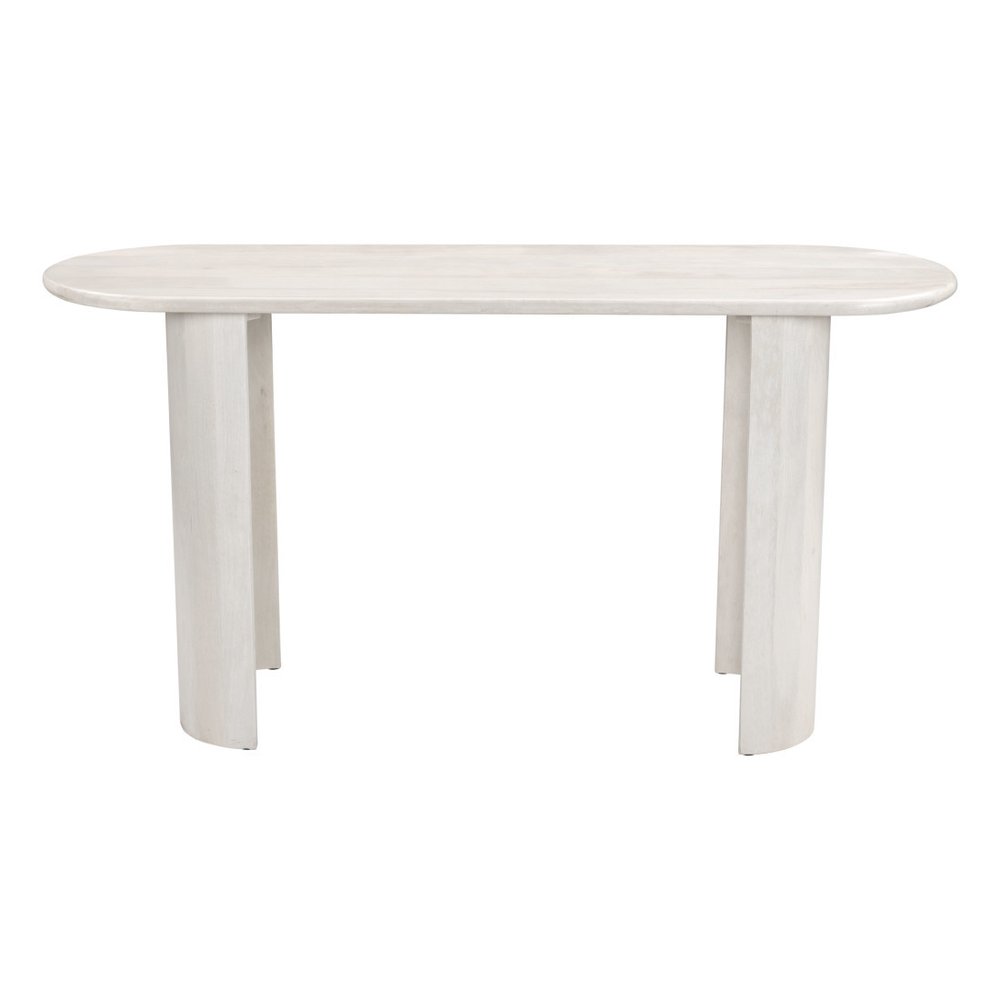 58" White Solid Wood Oval Console Table