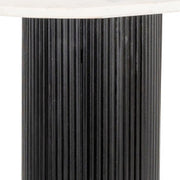52" White and Black Genuine Marble and Solid Wood Oval Double Pedestal Console Table