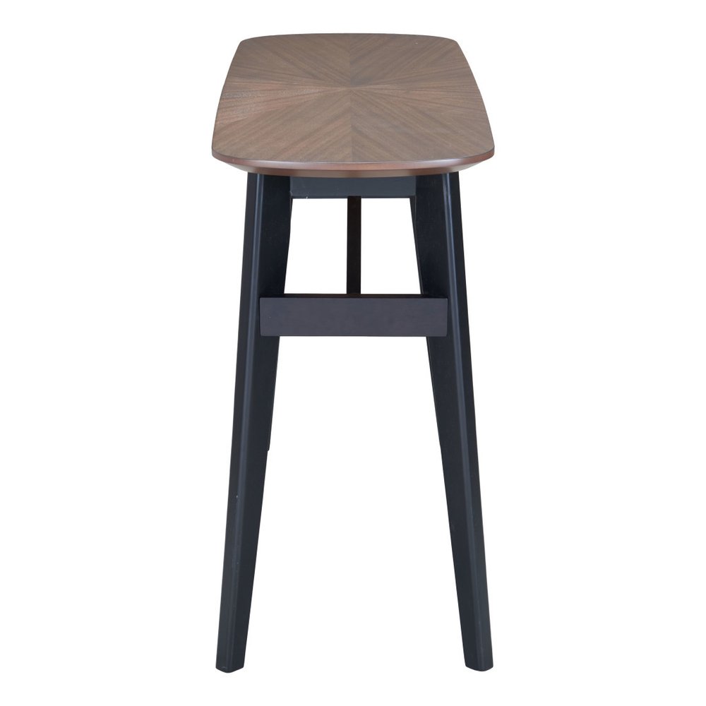 48" Espresso and Black Solid Wood Oval Console Table