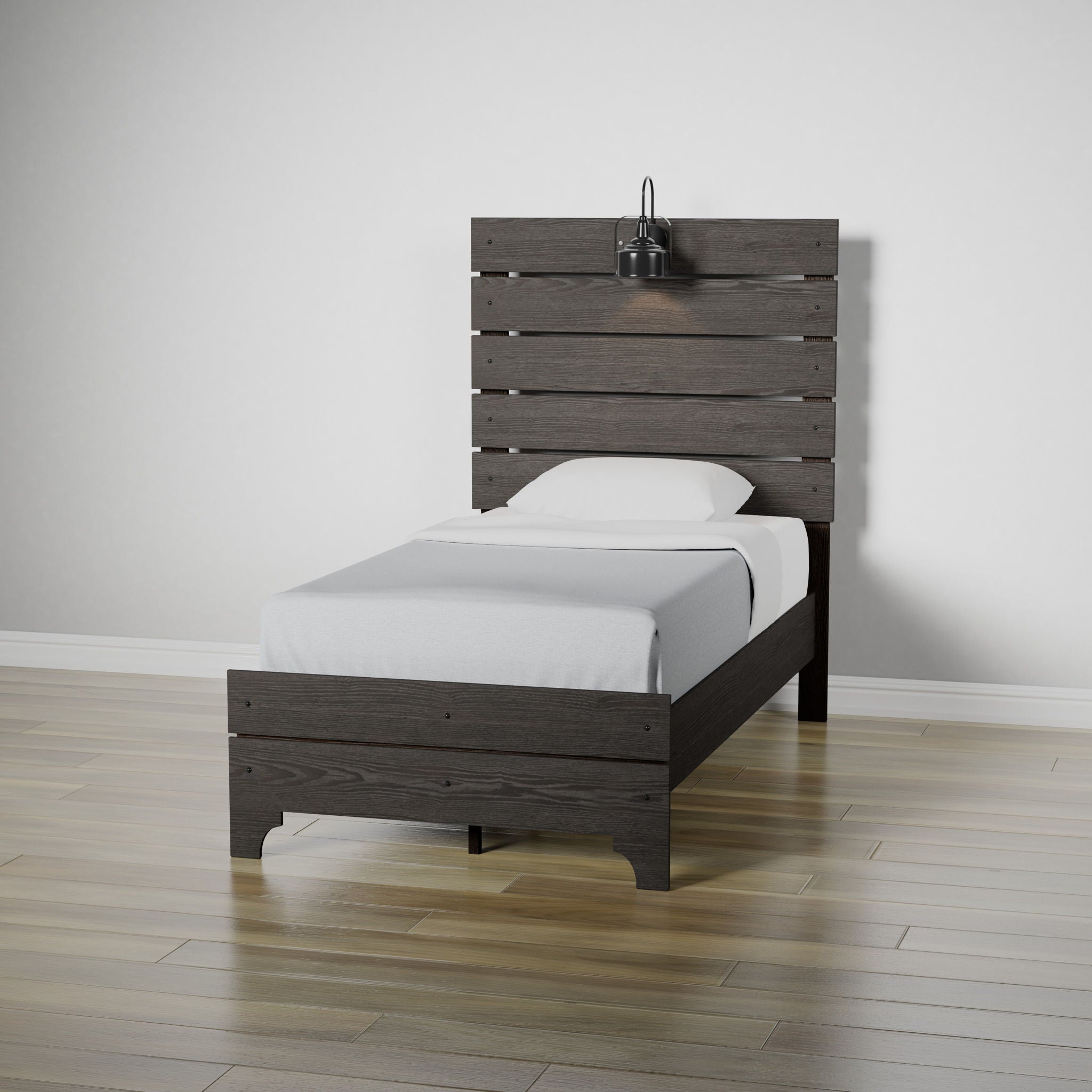 Twin Bed With Integrated Lights - Brown