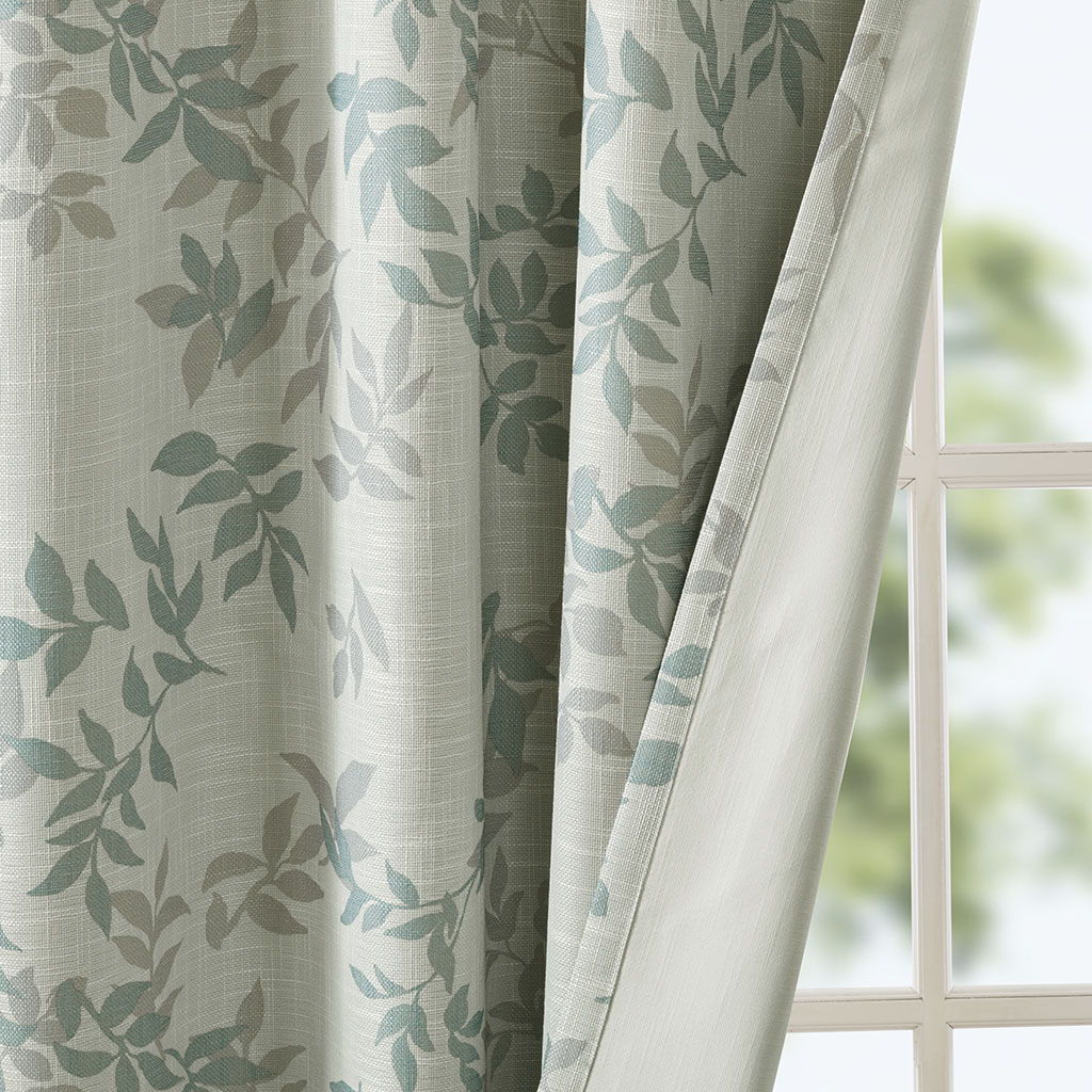 Julie - 95" Printed Botanical Blackout Panel - Aqua