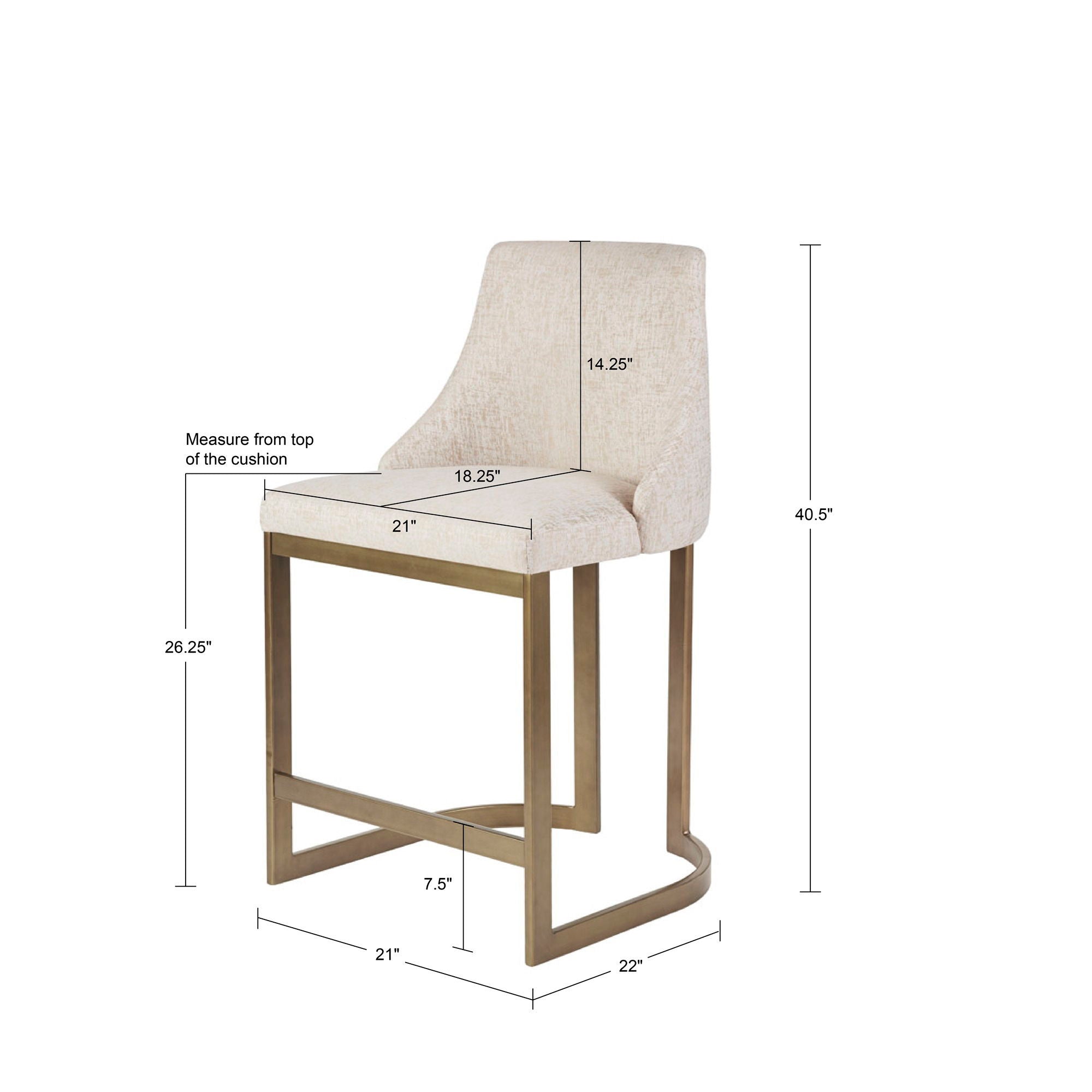 Bryce - Upholstered Counter Stool With Metal Base - Cream