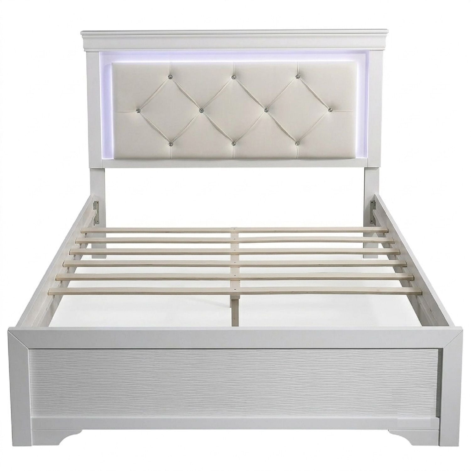 Tufted Headboard Bed With LED Lighting