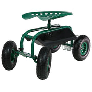 18" Green Steel Garden Stool