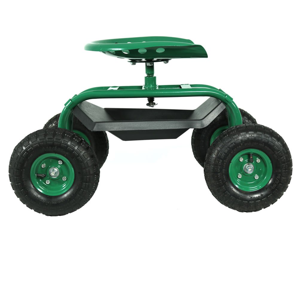 22" Green Steel Garden Stool