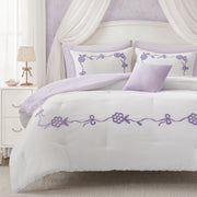 Tiffany - 6 Piece Full Comforter Set - Purple / White