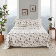 Flannel - 4 Piece California King Sheet Set - Gray Deer Toile