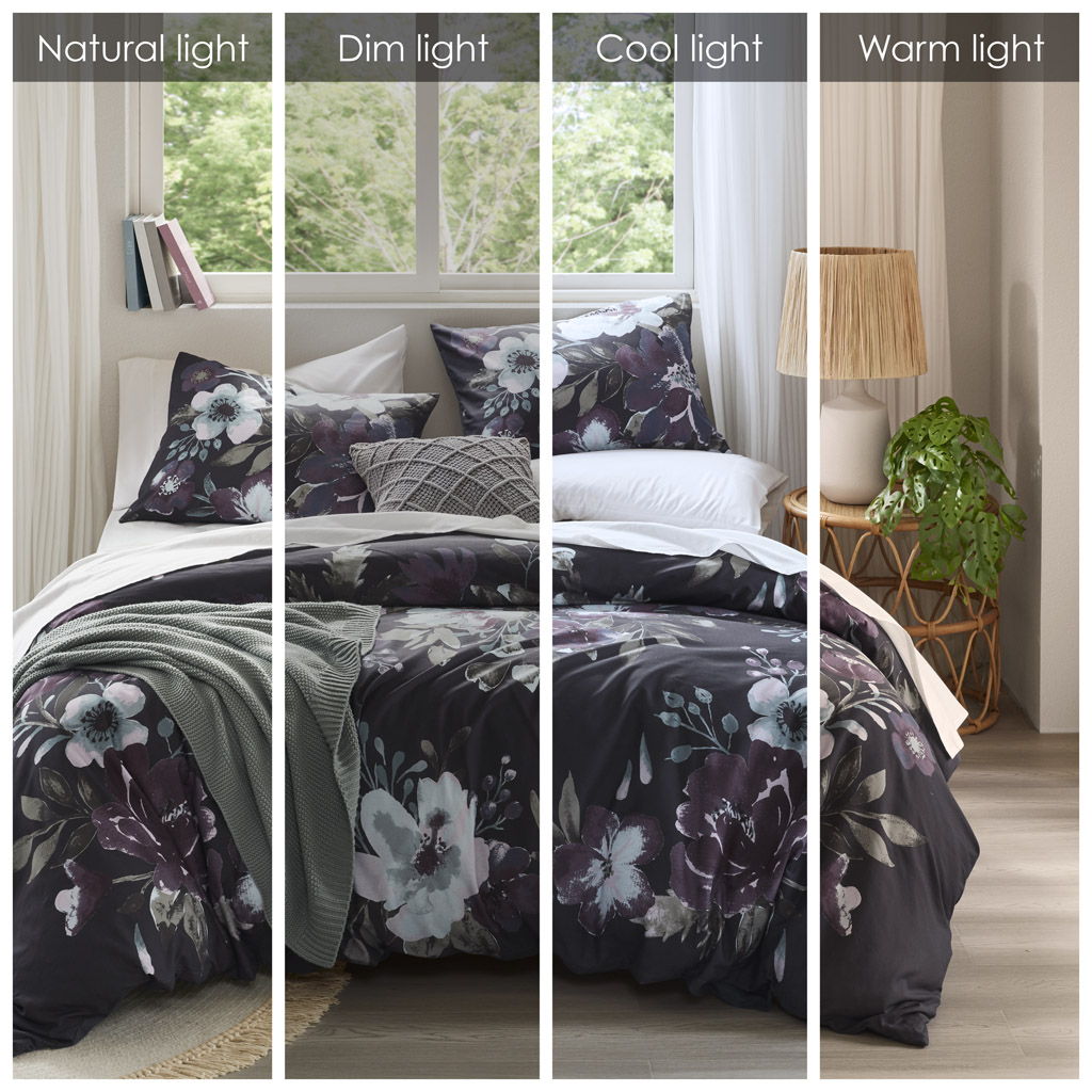 Jolene - 3 Piece Full/Queen Duvet Cover Set - Dark Gray/Plum