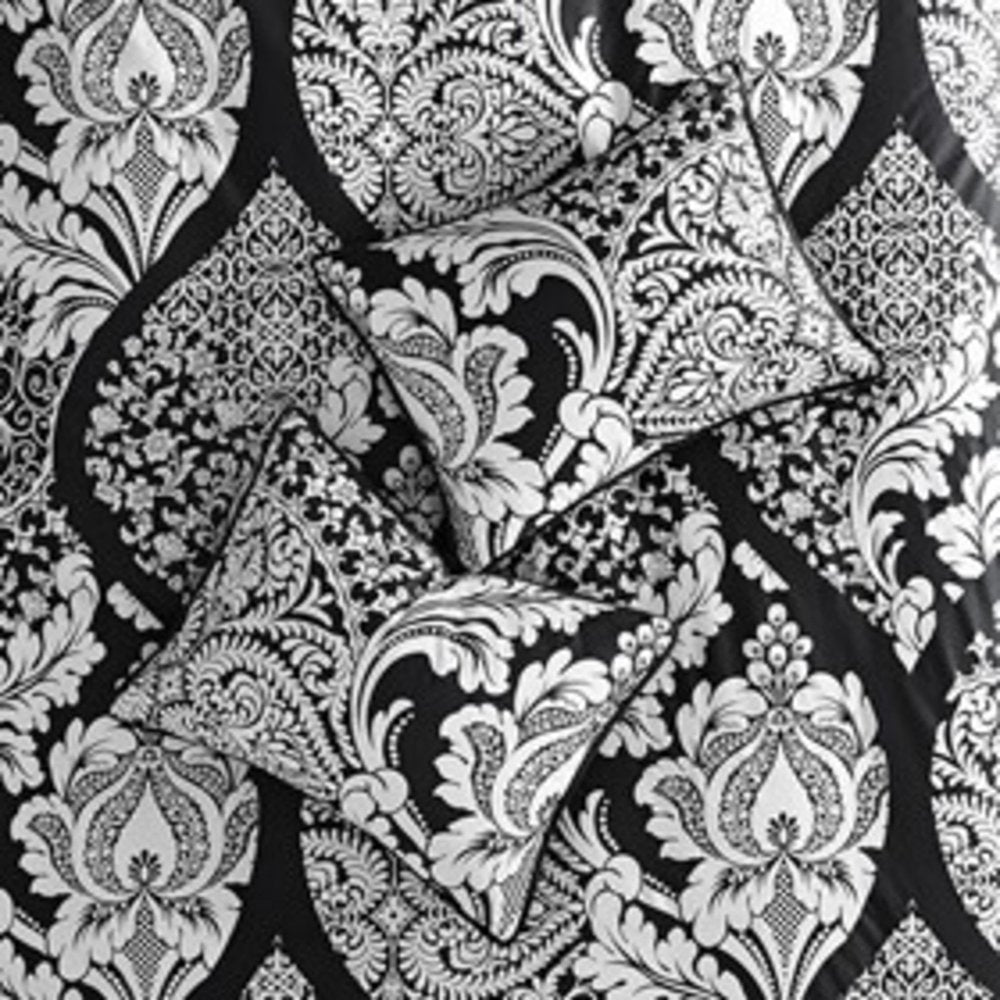 Set of Seven Black And White Damask King Ring Stitch Polyester Sham And Comforter