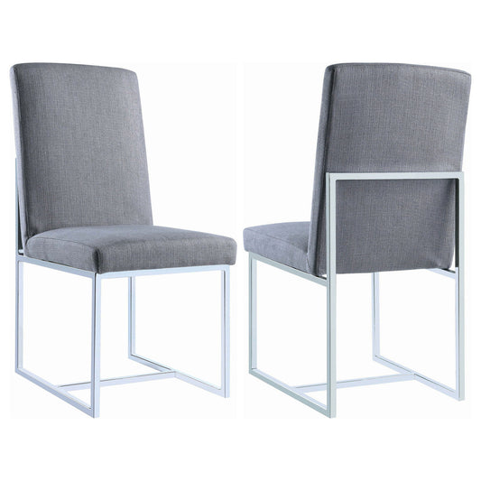 Upholstered Dining Chair Set With Base (Set of 2) - Gray