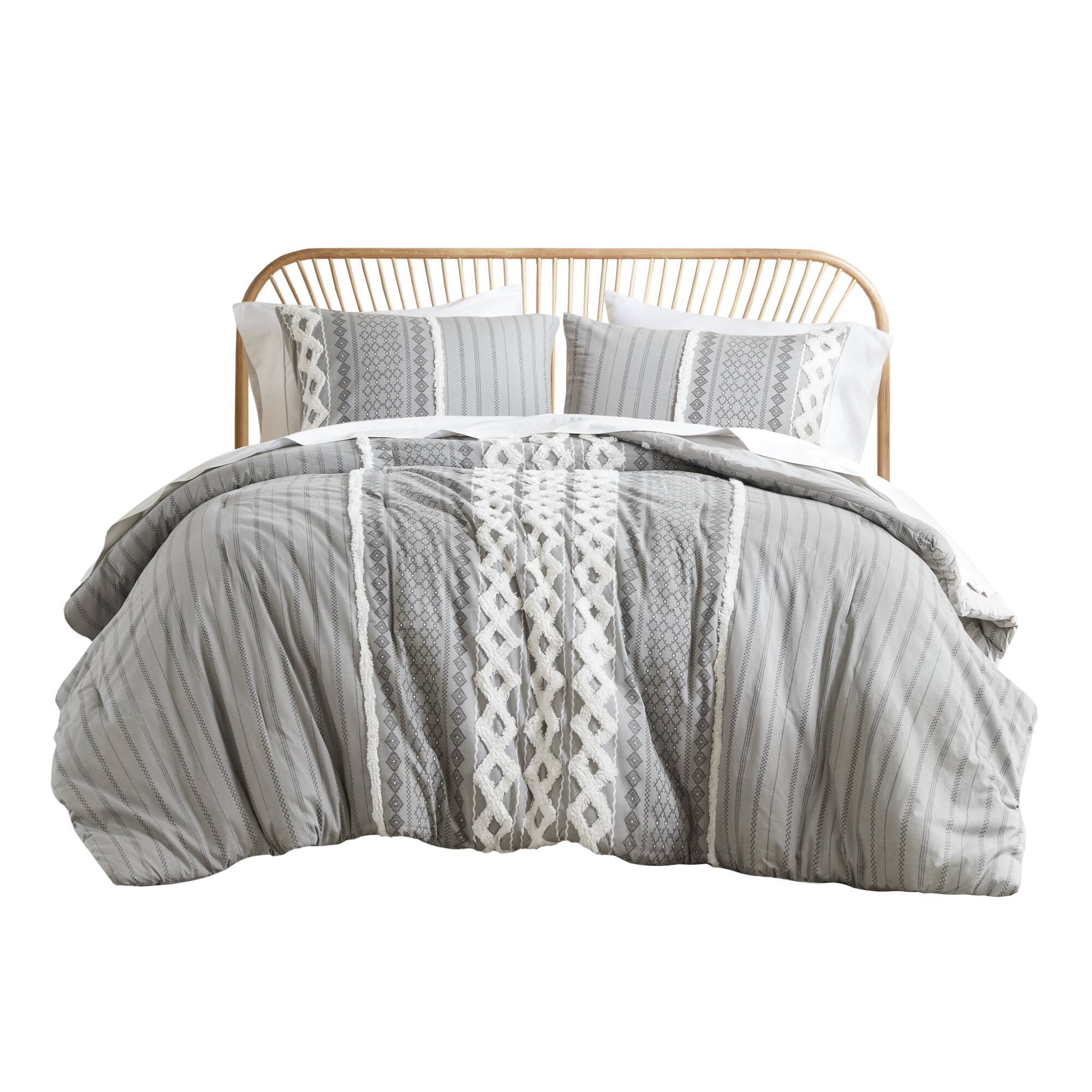 Imani - King Printed Comforter Set With - Gray