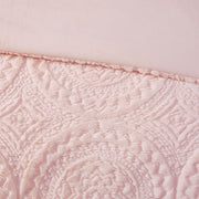 Set of Three Blush Medallion Twin Ring Stitch Polyester Sham And Comforter