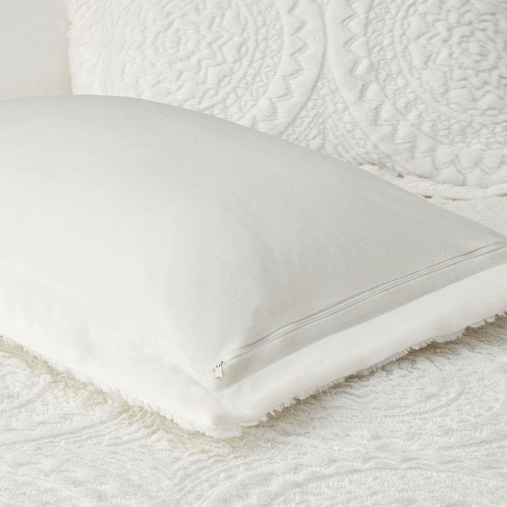 Set of Two Ivory Medallion Twin Ring Stitch Polyester Sham And Comforter
