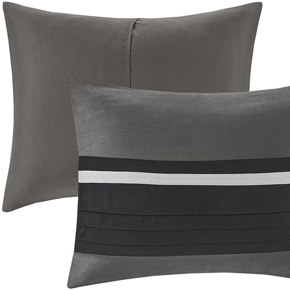 Set of Seven Black King Ring Stitch Polyester Sham And Comforter