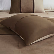 Set of Seven Brown King Ring Stitch Polyester Sham And Comforter