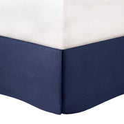 Set of Seven Indigo And White Damask Queen Ring Stitch Polyester Sham And Comforter