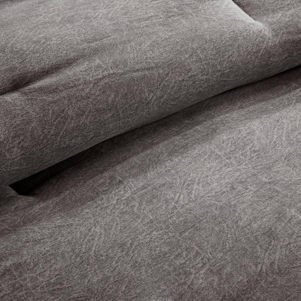Set of Seven Gray King Ring Stitch Polyester Sham And Comforter
