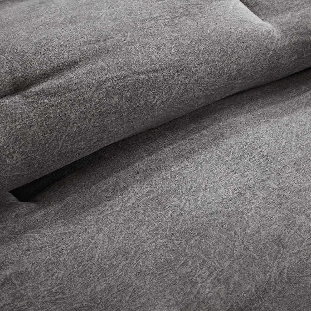 Set of Seven Gray King Ring Stitch Polyester Sham And Comforter