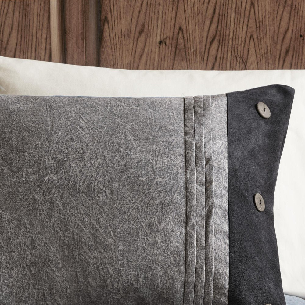 Set of Seven Gray King Ring Stitch Polyester Sham And Comforter