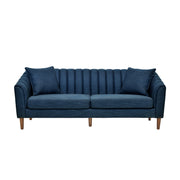 Contemporary 3 Seater Sofa With Button Tufted Design - Navy Blue