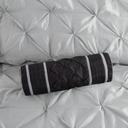 Set of Seven Gray Full Ring Stitch Polyester Sham And Comforter