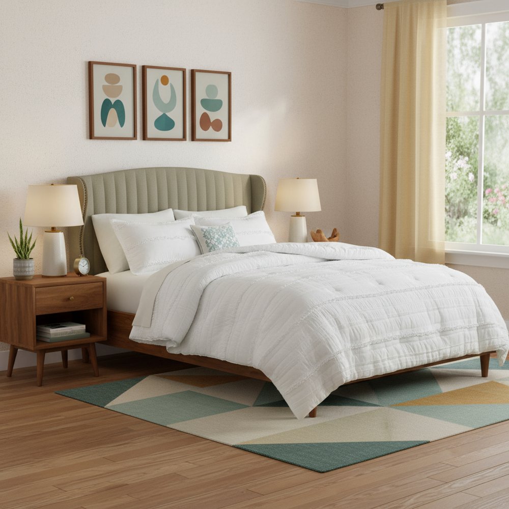 72" X 2") White Polyester Decorative Comforter