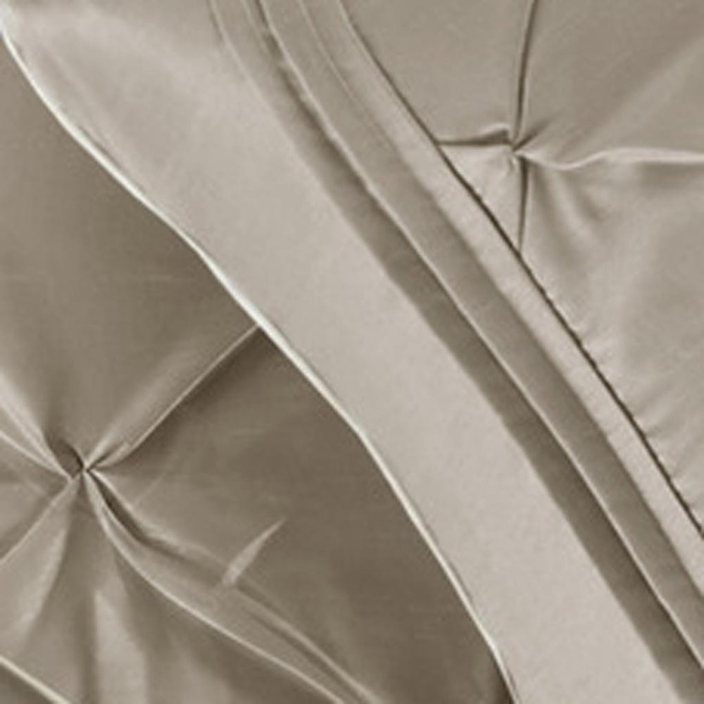 Set of Seven Taupe Queen Ring Stitch Polyester Sham And Comforter