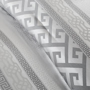 Set of Seven Gray And Ivory Striped King Ring Stitch Polyester Sham And Comforter