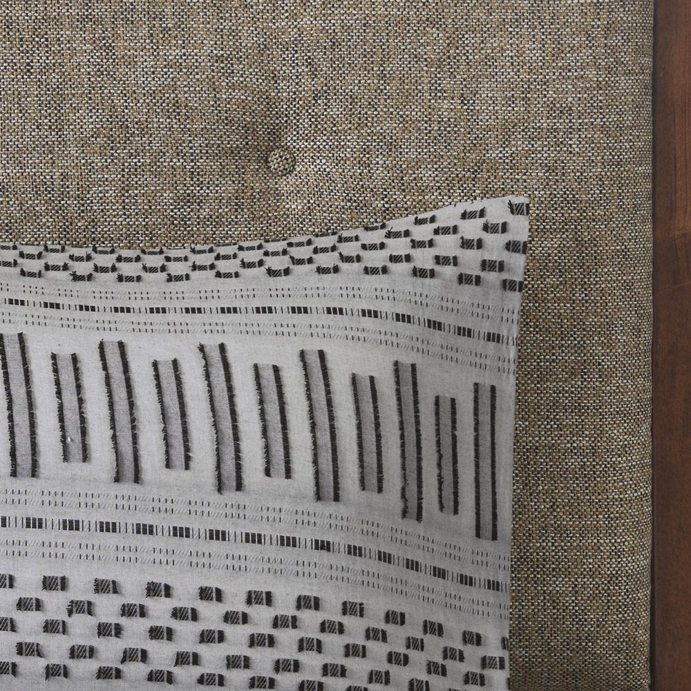 Set of Three Gray And Ivory Striped Queen Ring Stitch Sham And Comforter