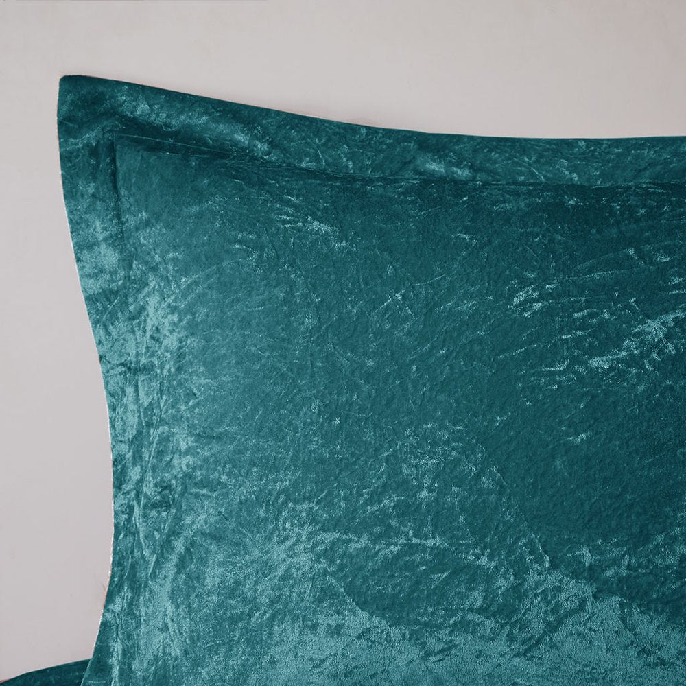 Set of Four Teal Blue King Ring Stitch Polyester Sham And Comforter