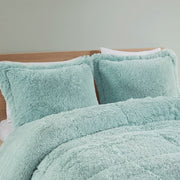Set of Three Aqua King Ring Stitch Polyester Sham And Comforter