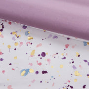 Set of Four Plum And White Abstract Ring Stitch Polyester Sham And Comforter