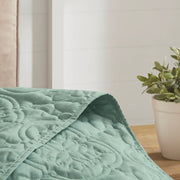Set of Three Aqua Medallion Queen Ring Stitch Sham And Comforter