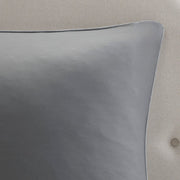 Set of Eight Gray And Ivory Damask Ring Stitch Polyester Sham And Comforter
